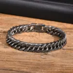 Pulseras bizantinas gruesas para hombre, pulsera de eslabones trenzados de acero inoxidable gris retro de 8 mm, regalo de joyería vintage para él y niño 6 Pulseras bizantinas gruesas para hombre, pulsera de eslabones trenzados de acero inoxidable gris retro de 8 mm, regalo de joyería vintage para él y niño 6