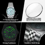 POEDAGAR, relojes elegantes para mujer, Reloj de lujo de alta calidad para mujer, Reloj de pulsera luminoso resistente al agua con fecha para mujer, Reloj de pulsera de cuarzo + caja 3