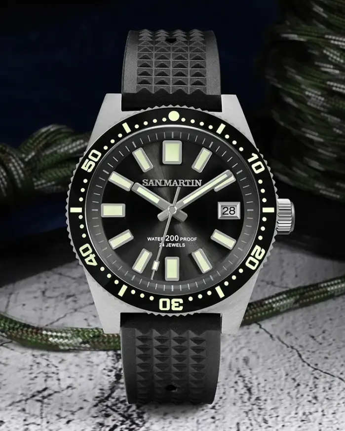 Reloj de buceo San Martin V3 62mas 40mm NH35 reloj mecánico automático para hombres completamente luminoso impermeable 200m correa de goma SN0007 2