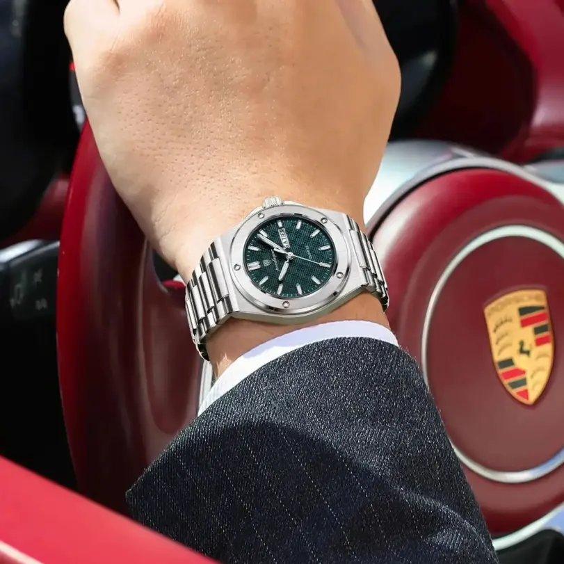 Reloj POEDAGAR Original para Hombre, Reloj de Pulsera de Cuarzo con Fecha y Semana, Reloj Deportivo de Lujo para Hombre, Resistente al Agua, Luminoso, de Acero Inoxidable 5