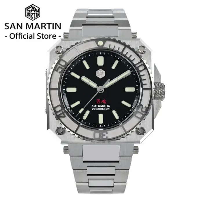 Reloj de Buceo para Hombre San Martin, Diseño Original Deportivo, 40 mm, SW200, Alta Calidad, Automático, Mecánico, Resistente al Agua 200 m, Luminoso, SN0010 1