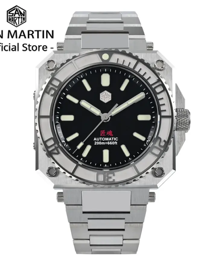 Reloj de Buceo para Hombre San Martin, Diseño Original Deportivo, 40 mm, SW200, Alta Calidad, Automático, Mecánico, Resistente al Agua 200 m, Luminoso, SN0010 1