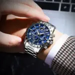 POEDAGAR, reloj militar de lujo para hombre, reloj de pulsera deportivo de cuarzo para hombre, cronógrafo luminoso resistente al agua, relojes de acero inoxidable para hombre 5