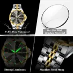 Reloj POEDAGAR Original de Alta Calidad para Hombre, Resistente al Agua, Luminoso, con Fecha y Día de la Semana, Reloj de Lujo para Hombre, Reloj de Cuarzo de Acero Inoxidable 4
