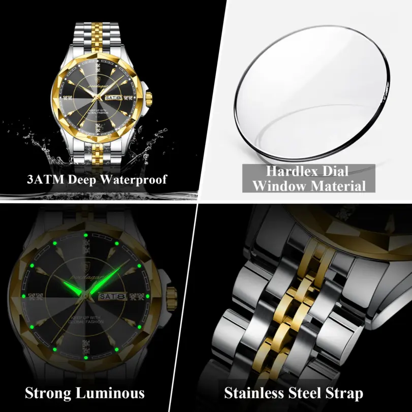 Reloj POEDAGAR Original de Alta Calidad para Hombre, Resistente al Agua, Luminoso, con Fecha y Día de la Semana, Reloj de Lujo para Hombre, Reloj de Cuarzo de Acero Inoxidable 4