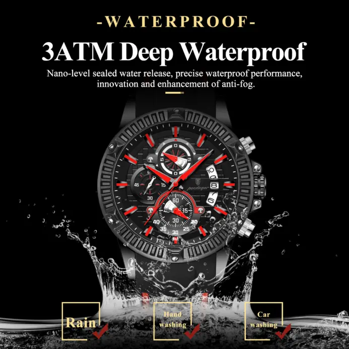 Reloj de pulsera POEDAGAR de lujo para hombre, cronógrafo resistente al agua, Reloj luminoso para hombre, calendario masculino, correa de silicona, relojes de cuarzo para hombre 2