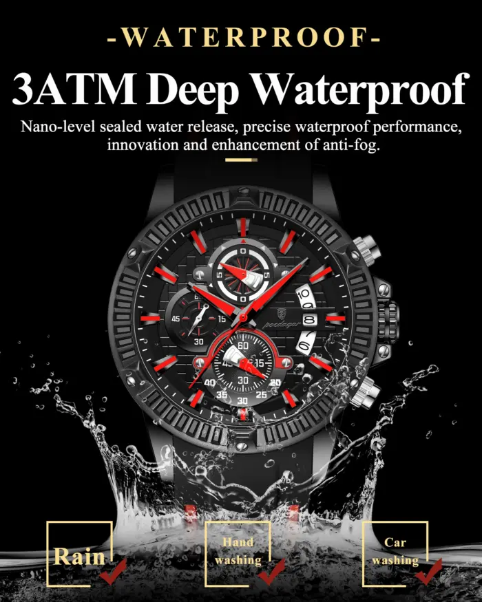 Reloj de pulsera POEDAGAR de lujo para hombre, cronógrafo resistente al agua, Reloj luminoso para hombre, calendario masculino, correa de silicona, relojes de cuarzo para hombre 2