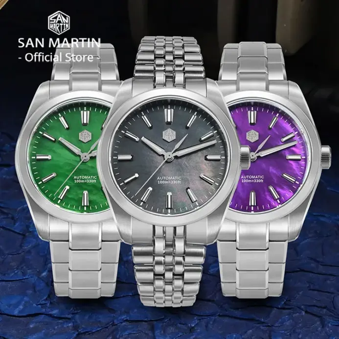 San Martin 39mm MOP Dial deporte Gada reloj de lujo vestido hombres Miyota 90S5 reloj de pulsera mecánico automático impermeable 100m SN0144 2
