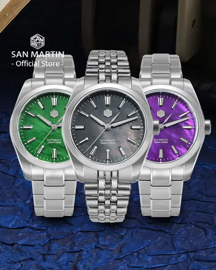 San Martin 39mm MOP Dial deporte Gada reloj de lujo vestido hombres Miyota 90S5 reloj de pulsera mecánico automático impermeable 100m SN0144 2