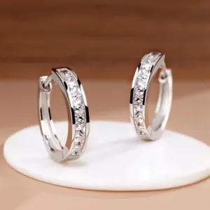 Nuevos pendientes de circón brillantes de Plata de Ley 925, pendientes redondos circulares para mujer, joyería elegante de moda, regalos de fiesta de cumpleaños 1