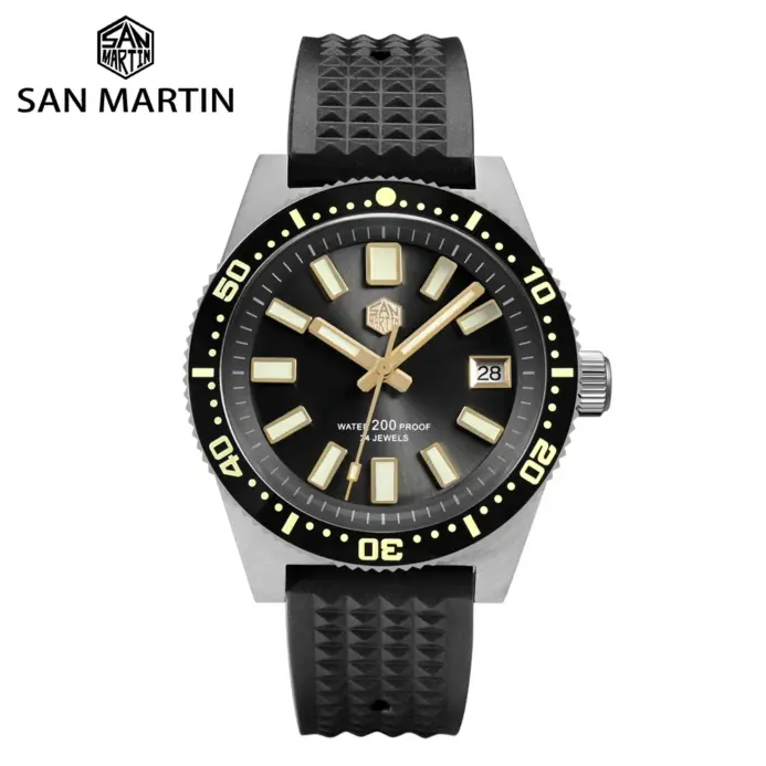 Reloj de buceo San Martin oficial 40mm 62mas V3 para hombre Kanagawa surf Dial NH35 mecánico automático 20Bar correa de goma SN0007 1