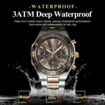 Reloj deportivo de lujo POEDAGAR para hombre, de acero inoxidable, cuarzo, resistente al agua, luminoso, con fecha, cronógrafo, reloj de pulsera para hombre + caja 2