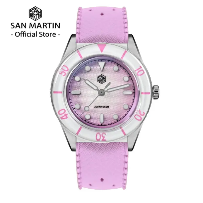Reloj de Pulsera para Mujer San Martin 2026 de 32.5mm, Elegante y Lujoso, Reloj de Cuarzo, Moda Femenina, Esfera Guilloché con Madreperla, Zafiro, Resistente al Agua 200m, SN0151 1