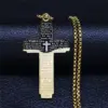 Collar con colgante de cruz HNSP para hombre, versículo bíblico, acero inoxidable 316L, joyería religiosa, amuleto cristiano 1
