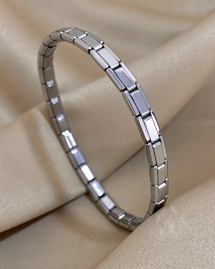 Nueva pulsera elástica minimalista de acero inoxidable, eslabones italianos, pulsera delgada con dijes, correa de reloj Punk, joyería 2