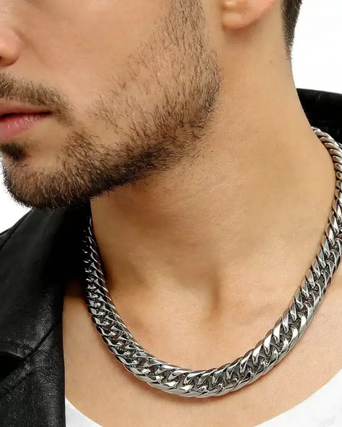 HNSP-collar de cadena de eslabones cubanos para hombre, de acero inoxidable, resistente al agua, cadena gruesa y pesada de 8/10/12/14MM, accesorios Punk Rock 2