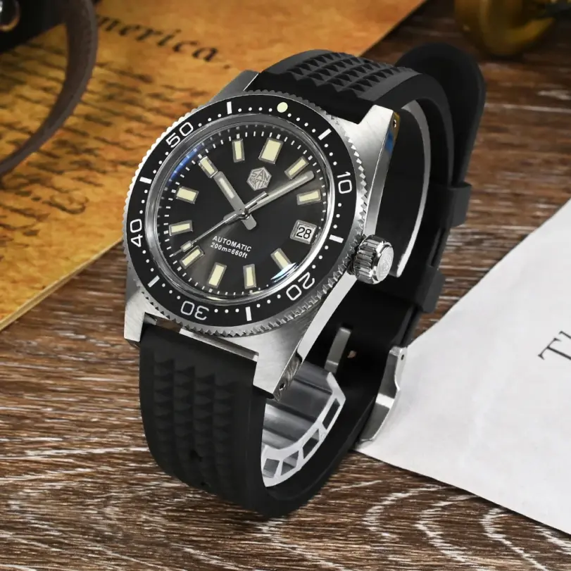 San Martin-Reloj de buceo mecánico automático para hombre, cronógrafo clásico de lujo de 37mm, zafiro, PT5000, SW200, fecha, 20Bar, luminoso, 62mas, nuevo 4