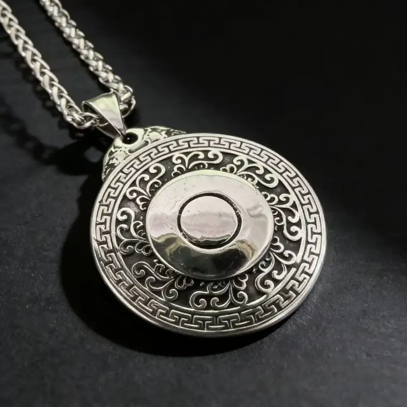 HNSP 316L Acero inoxidable diseño en relieve dragón tótem colgante collar para hombres accesorio de joyería Vintage 2
