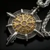 HNSP 316L Acero inoxidable vikingo runa brújula colgante collar para hombres accesorios de joyería 1