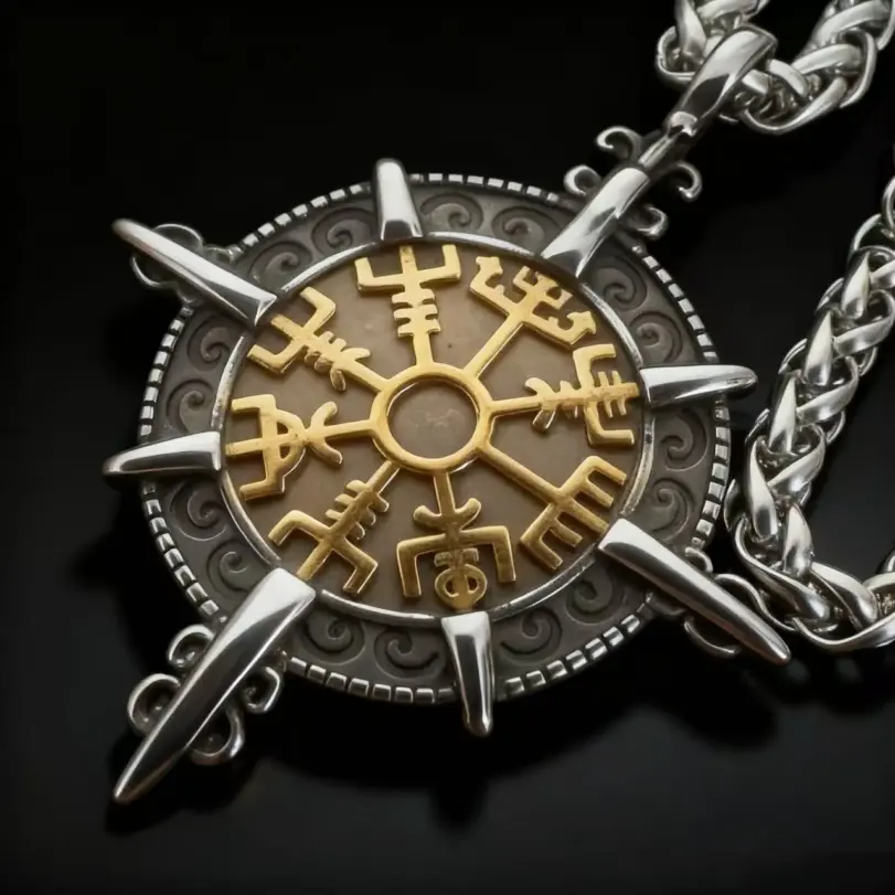HNSP 316L Acero inoxidable vikingo runa brújula colgante collar para hombres accesorios de joyería 1