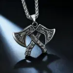 HNSP 316L Acero inoxidable Guerrero vikingo doble hacha colgante collar para hombres accesorio de joyería Vintage 5