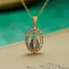 NEWBUY joyería religiosa de alta calidad para mujer, collar de cadena de acero inoxidable con incrustaciones de circonita cúbica de cobre, colgante de la Virgen María 1
