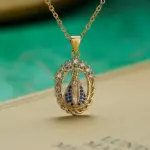 NEWBUY joyería religiosa de alta calidad para mujer, collar de cadena de acero inoxidable con incrustaciones de circonita cúbica de cobre, colgante de la Virgen María 1