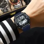 Reloj deportivo LED POEDAGAR para hombre, pantalla de doble horario, reloj Digital de semana con fecha cuadrada para hombre, correa de silicona electrónica, relojes de cuarzo para hombre 5