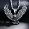 HNSP 316L Acero inoxidable estilo vikingo collar con colgante de águila para hombres accesorios de joyería gótica Punk 1