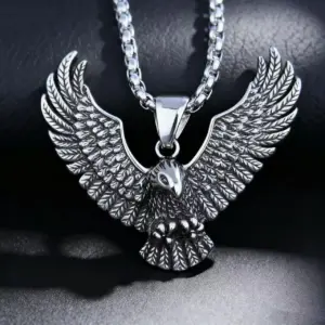 HNSP 316L Acero inoxidable estilo vikingo collar con colgante de águila para hombres accesorios de joyería gótica Punk 1