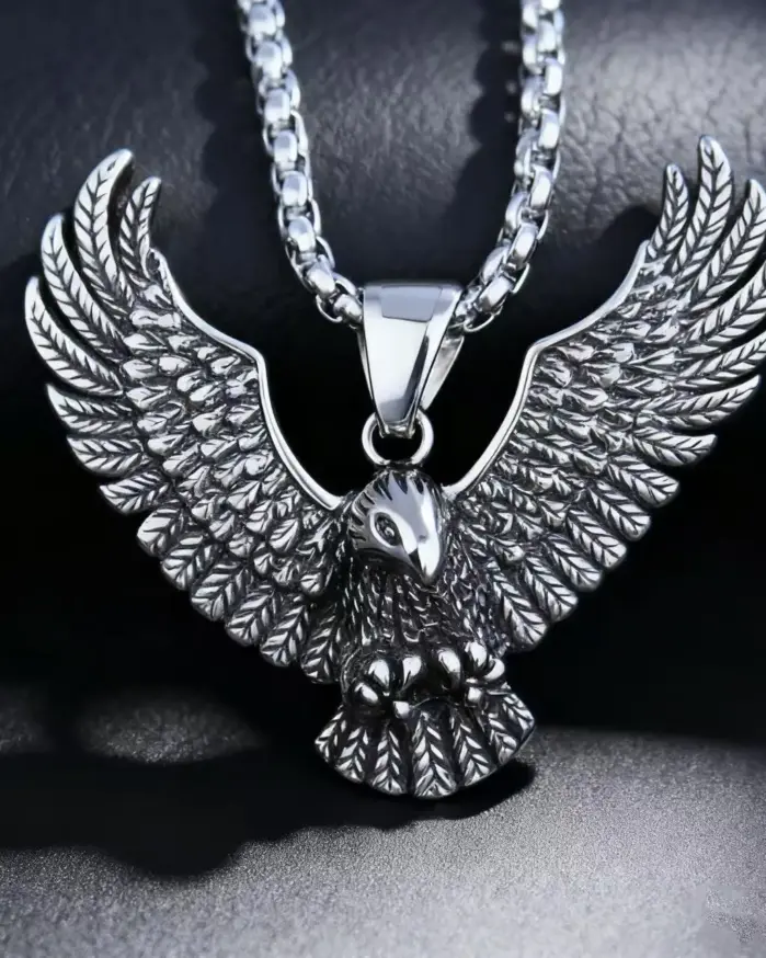 HNSP 316L Acero inoxidable estilo vikingo collar con colgante de águila para hombres accesorios de joyería gótica Punk 1