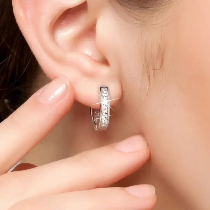 Nuevos pendientes de circón brillantes de Plata de Ley 925, pendientes redondos circulares para mujer, joyería elegante de moda, regalos de fiesta de cumpleaños 2