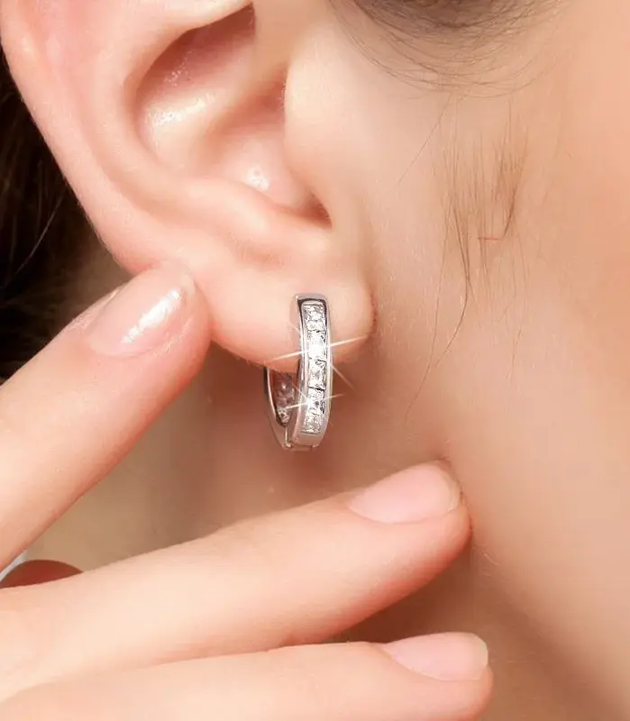 Nuevos pendientes de circón brillantes de Plata de Ley 925, pendientes redondos circulares para mujer, joyería elegante de moda, regalos de fiesta de cumpleaños 2