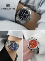 San Martin 39mm esfera de piedras preciosas de Aventurina reloj de lujo para hombre NH34 GMT zafiro mecánico automático impermeable luminoso SN0129 4