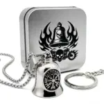 Collar con Colgante de Campana Vikinga de Acero Inoxidable 316L HNSP con Triángulo de Odín para Hombre, Joyería, Accesorios para Motocicleta, Regalo 3