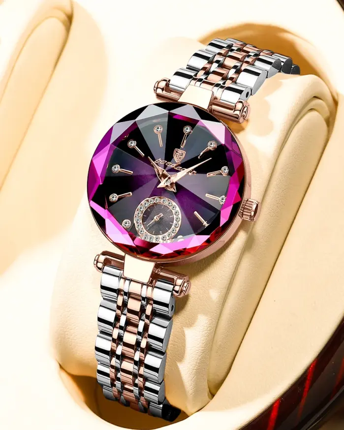 Reloj de pulsera POEDAGAR de lujo para mujer, Reloj elegante resistente al agua de acero inoxidable para vestido de mujer, relojes de cuarzo con diamantes para mujer 1