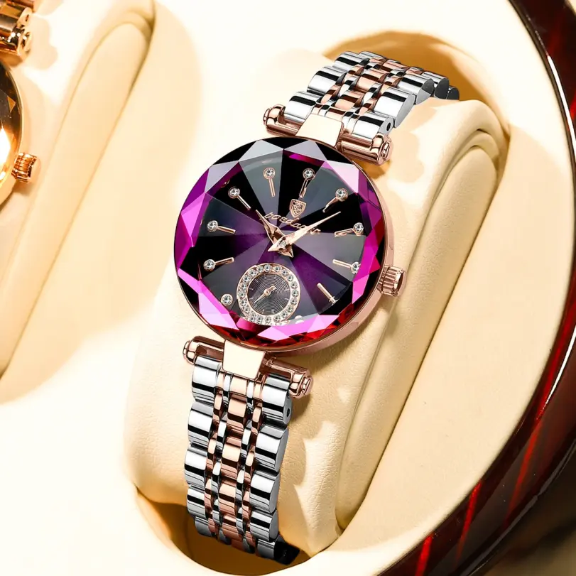 Reloj de pulsera POEDAGAR de lujo para mujer, Reloj elegante resistente al agua de acero inoxidable para vestido de mujer, relojes de cuarzo con diamantes para mujer 1