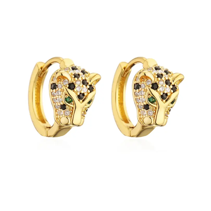 nueva moda Color dorado joyería de boda de acero inoxidable de lujo AAA CZ pendientes de leopardo de circón para regalo elegante de mujer 6