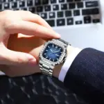 POEDAGAR, reloj cuadrado de lujo para hombre, resistente al agua, luminoso, con fecha, semana, reloj para hombre, relojes de cuarzo informales de acero inoxidable a la moda para hombre 5