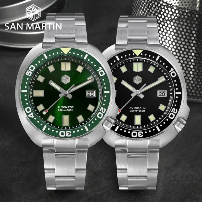 Reloj de buceo San Martin Turtle para hombre, 44mm NH35, reloj de pulsera mecánico automático, zafiro, resistente al agua, Relojes luminosos de 200m SN0047 2
