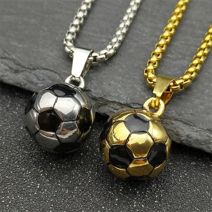 Collar con colgante de fútbol de acero inoxidable HNSP 316L para hombre, joyería para niño, accesorios de fútbol, regalo. 1