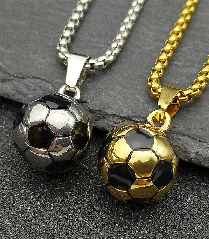 Collar con colgante de fútbol de acero inoxidable HNSP 316L para hombre, joyería para niño, accesorios de fútbol, regalo. 1