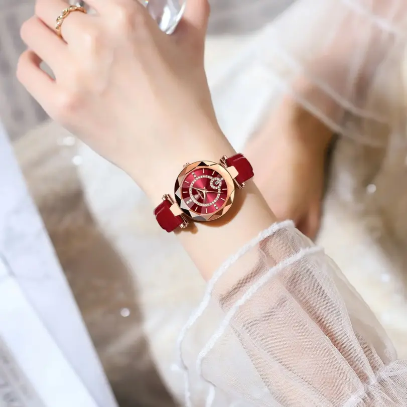 Reloj POEDAGAR de lujo para mujer, relojes de cuero con fecha resistente al agua de alta calidad para mujer, reloj informal de cuarzo para mujer + caja 5
