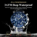 Reloj POEDAGAR de alta calidad para hombre, resistente al agua, fecha luminosa, reloj de moda para hombre, cronógrafo de cuero, relojes de cuarzo para hombre + caja 2