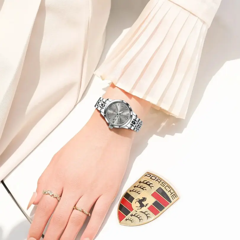 Reloj Original POEDAGAR para Mujer, Resistente al Agua, Luminoso, con Fecha y Día de la Semana, Reloj de Cuarzo de Acero Inoxidable para Mujer 6