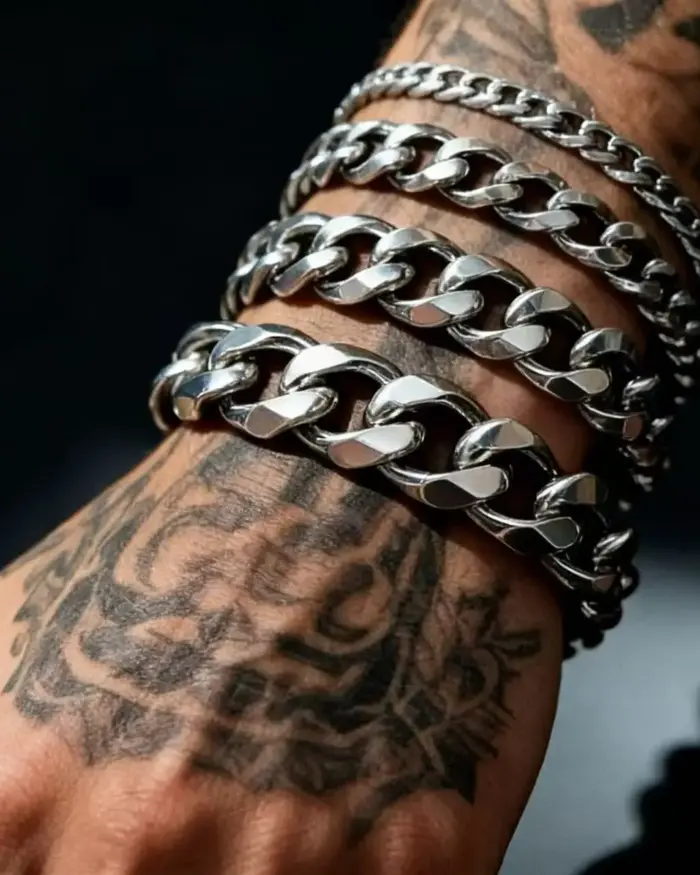 HNSP Pulsera de cadena cubana de acero inoxidable de 3 mm a 15 mm de grosor para hombre, joyería de mano, accesorio de estilo punk urbano 1