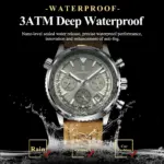 POEDAGAR, reloj de moda de alta calidad para hombre, cronógrafo, calendario luminoso resistente al agua, reloj de pulsera para hombre, relojes de cuarzo de cuero para hombre + caja 3