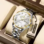 POEDAGAR, Reloj militar a la moda para hombre, Reloj de pulsera resistente al agua con fecha luminosa y semana para hombre, relojes de cuarzo de acero inoxidable para hombre, Reloj masculino 2
