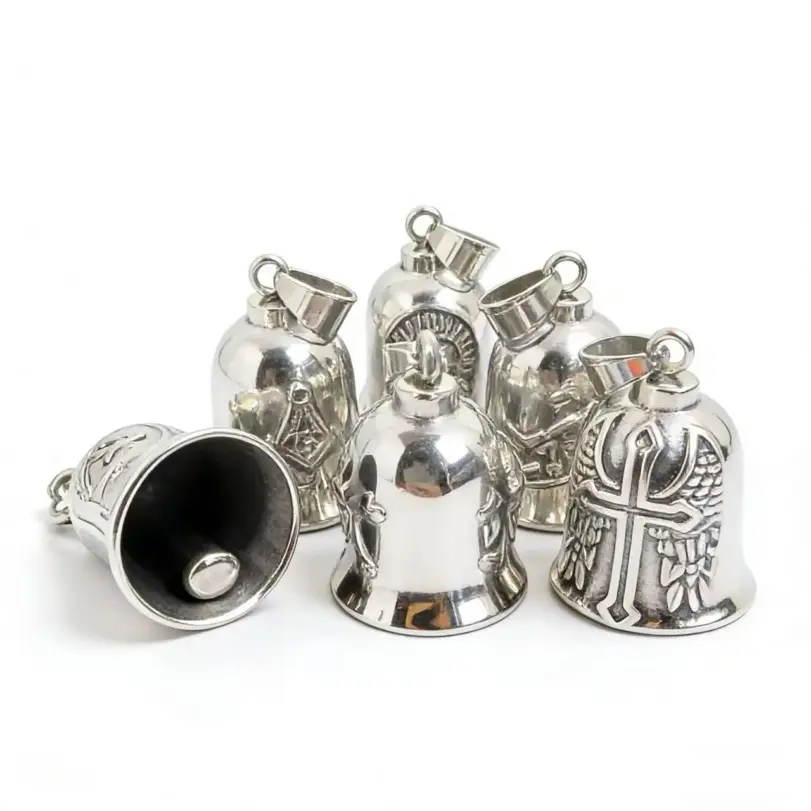 Collar con Colgante de Campana Vikinga de Acero Inoxidable 316L HNSP con Triángulo de Odín para Hombre, Joyería, Accesorios para Motocicleta, Regalo 4