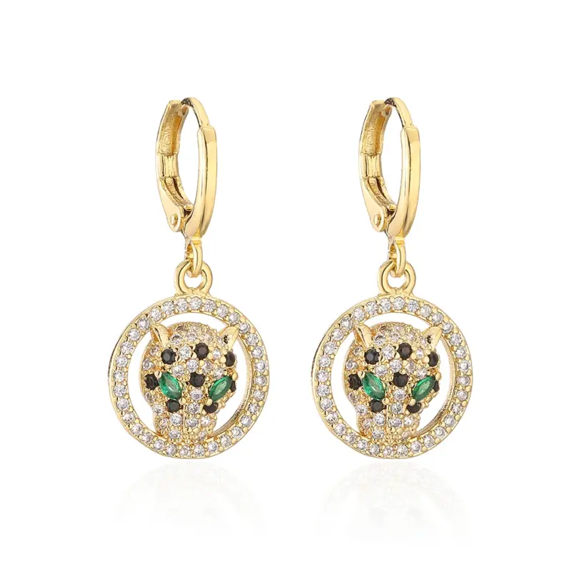 nueva moda Color dorado joyería de boda de acero inoxidable de lujo AAA CZ pendientes de leopardo de circón para regalo elegante de mujer 5